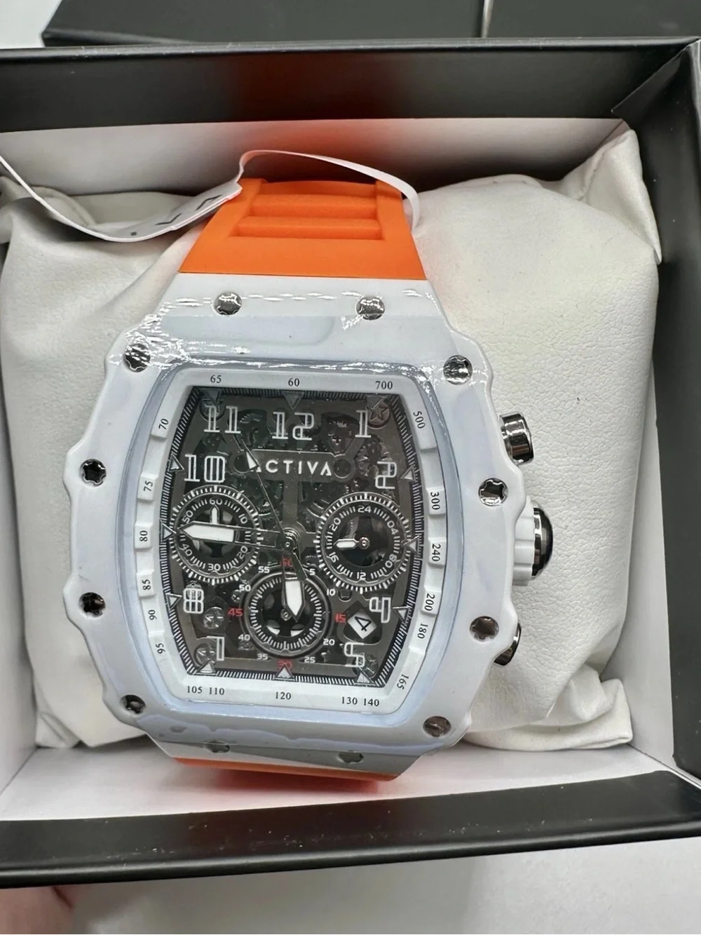 Activa Fury X Invicta Men's Watch White Skeleton Dial 44.3mm Orange ACW2305-015